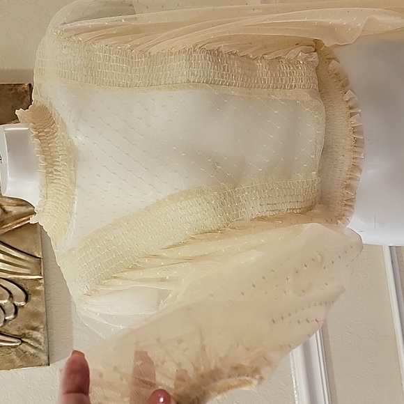 Windsor Natural beige sheer lace blouse size S vintage inspired - Picture 14 of 17